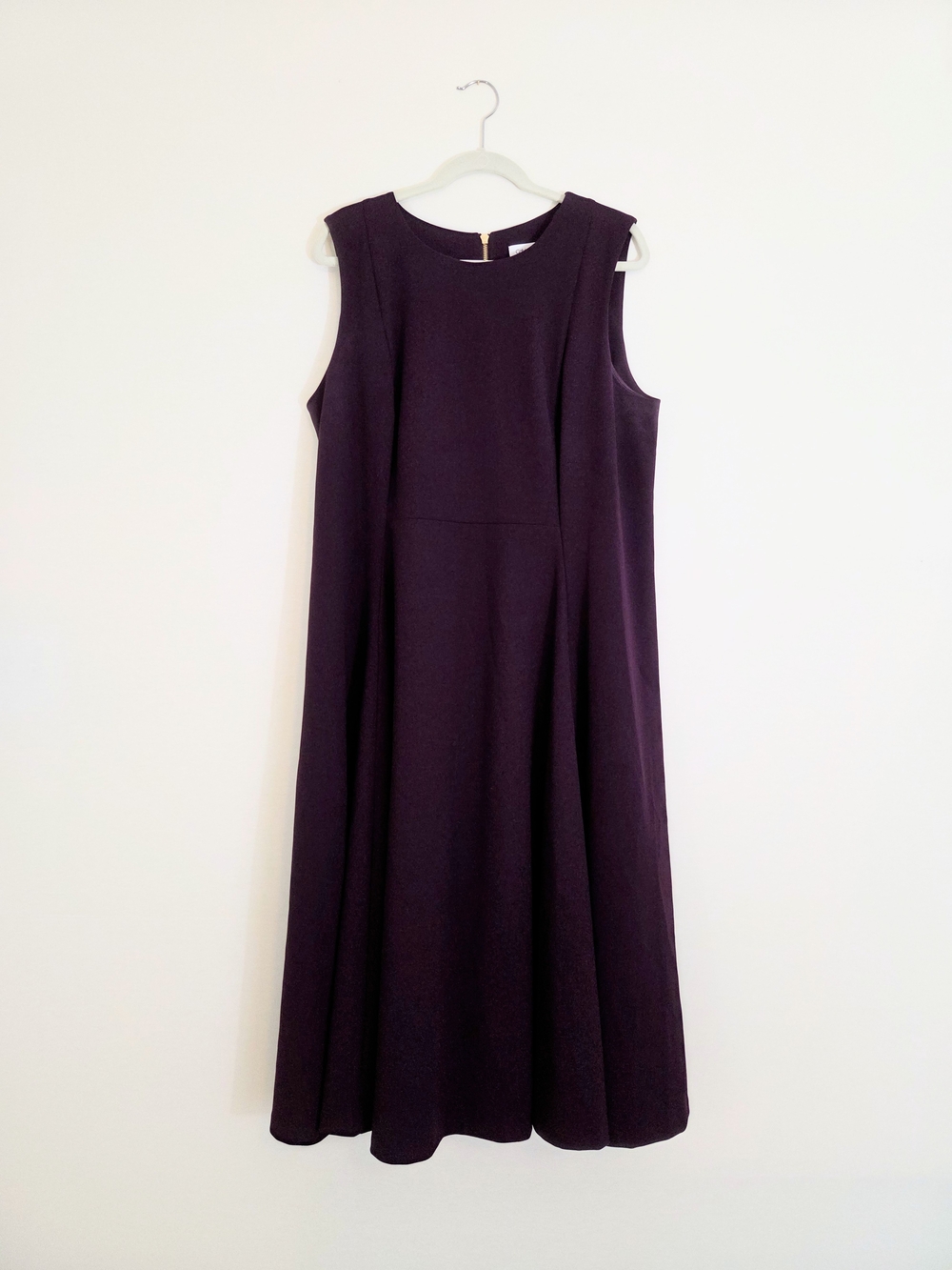 Calvin Klein Sleeveless Fit-and-Flare Dress in Plum